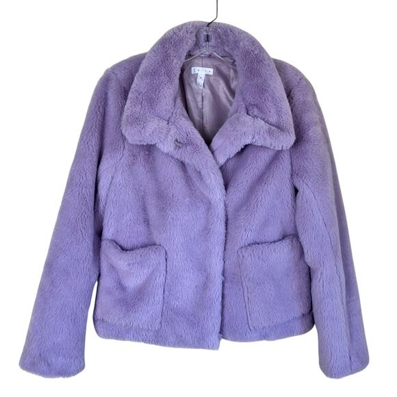 LEITH Sz XS Fur-Fect Fuzzy Faux Fur Jacket in Lavender Cute Elegant Warm - Picture 4 of 16